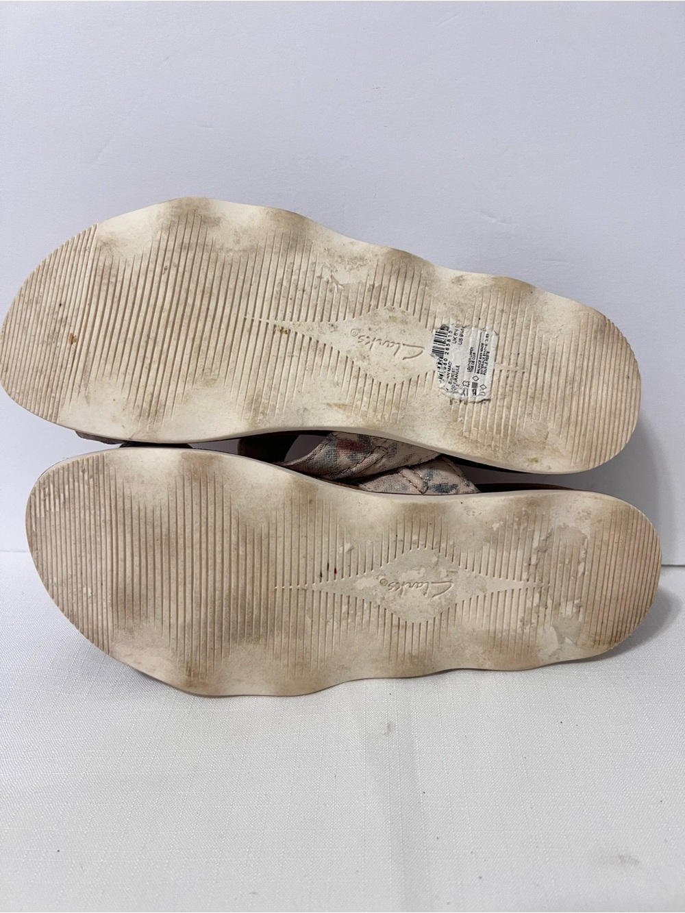Clarks Beige Floral Cross-Strap Cork Bottom Resortwear Casual Comfort Sandals 9 - Picture 6 of 13